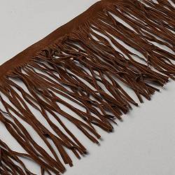 Double Sided Faux Suede Fabric Tassel Ribbons, Polyester Fringe Lace Ribbon for Clothing Accessories, Saddle Brown, 5-7/8 inch(150mm)(OCOR-WH0078-254)