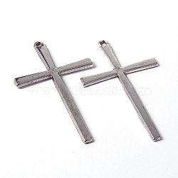 Tibetan Style Alloy Cross Large Pendants, Lead Free, Cadmium Free and Nickel Free, Antique Silver, 61.5x36.5x2mm, Hole: 2mm(EAAA0100Y-NF)