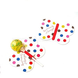 Paper Candy Lollipops Cards, Butterfly with Word Sweet Candy & Love You, for Baby Shower and Birthday Party Decoration, Colorful, 5.5x8.5x0.04cm, about 50pcs/bag(CDIS-I003-09)