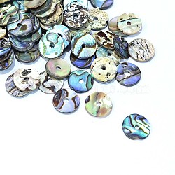 Natural Paua Shell/Abalone Shell Beads, Disc/Flat Round, Heishi Beads, 10x1mm, Hole: 1mm(SSHEL-E551-31)