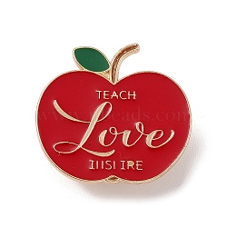 Teacher's Day Theme Rack Plating Light Gold Alloy Brooches, Enamel Pins, Word, 26x28x1.5mm(JEWB-Z016-01KCG-11)