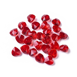 Transparent Glass Beads, Faceted, Heart, Red, 10x10x7mm, Hole: 1~1.2mm(GLAA-K002-07A-02)