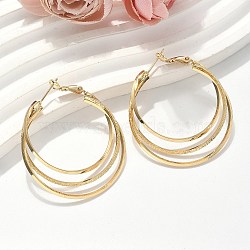 Brass Triple Hoop Earrings for Women, Golden, 47x39.5x5.5mm(EJEW-U050-02G)