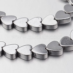 Electroplate Non-magnetic Synthetic Hematite Bead Strands, Heart, Silver Plated, 5x6x2mm, Hole: 1mm, about 81pcs/strand, 15.7 inch(G-F300-23B-01)