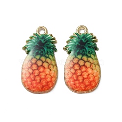 Alloy Enamel Pendants, Cadmium Free & Nickel Free & Lead Free, Golden, Pineapple, 26x13.5x2.5mm, Hole: 2mm(FIND-O003-09C-G)