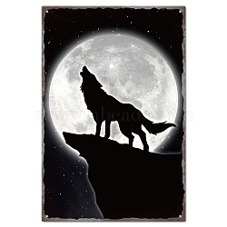 Vintage Metal Tin Sign, Iron Wall Decor for Bars, Restaurants, Cafe Pubs, Rectangle, Wolf, 300x200x0.5mm(AJEW-WH0189-268)