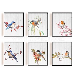Chemical Fiber Oil Canvas Hanging Painting, Home Wall Decoration, Rectangle, Bird Pattern, 250x200mm, 6 style, 1pc/style, 6pcs/set(AJEW-WH0173-149)