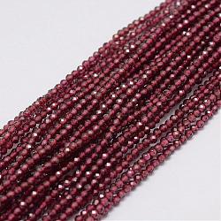 Natural Garnet Beads Strands, Round, Faceted, 2mm, Hole: 0.5mm, about 197pcs/strand, 15.7 inch(40cm)(G-E351-03)