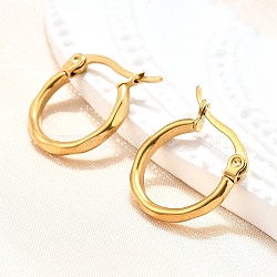 Ion Plating(IP) 304 Stainless Steel Hoop Earrings, Hypoallergenic Earrings, Real 18K Gold Plated, 16x15.5x2mm, Pin: 0.6x1mm(EJEW-D195-G)
