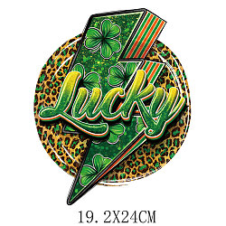 Saint Patrick's Day Theme PET Sublimation Stickers, Heat Transfer Film, Iron on Vinyls, for Clothes Decoration, Lightning Bolt, 240x192mm(PW-WG54065-03)