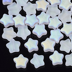 Electroplate Glass Beads, Frosted, AB Color Plated, Star, Clear AB, 8x8x4mm, Hole: 0.8~1mm(X-GLAA-N035-01-C01)