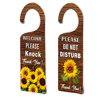 Acrylic Notice Door Hanger Sign, Public Warning Sign, Please Wash Your Hands, Sunflower, 240x90x5mm, 2pcs/set