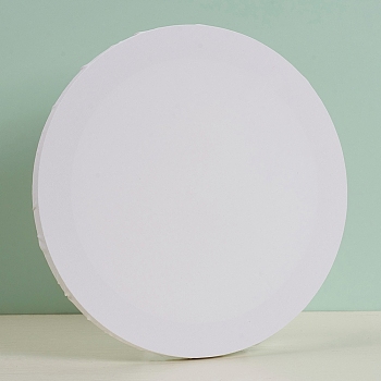 Blank Cotton Wood Primed Framed, Stretched Cotton Board, for Painting Drawing, Flat Round, White, 30.5x1.7cm