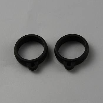 Silicone Pendant, for Electronic Stylus & Lighter Making, Black, 23.5x20x5.5mm, Hole: 2mm, Inner Diameter: 16mm