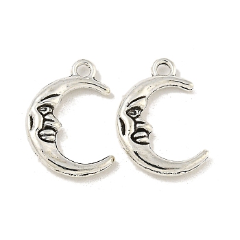 Alloy Pendants, Cadmium Free & Lead Free, Moon, Antique Silver, 21x15x4mm, hole: 2mm