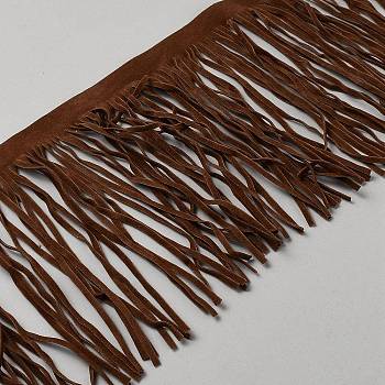 Double Sided Faux Suede Fabric Tassel Ribbons, Polyester Fringe Lace Ribbon for Clothing Accessories, Saddle Brown, 5-7/8 inch(150mm)