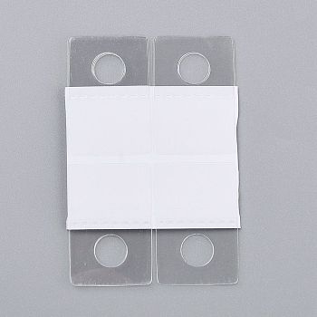 Transparent PVC Self Adhesive Hang Tabs, with Euro Slot Hole Foldable, for Store Retail Display Tabs, Clear, 3.8x2.6x0.05cm