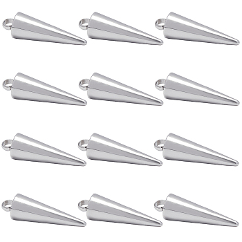304 Stainless Steel Pendants, Spike/Cone, Stainless Steel Color, 18x5mm, Hole: 2mm, 40pcs/box