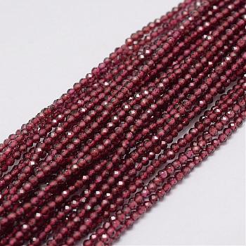 Natural Garnet Beads Strands, Round, Faceted, 2mm, Hole: 0.5mm, about 197pcs/strand, 15.7 inch(40cm)