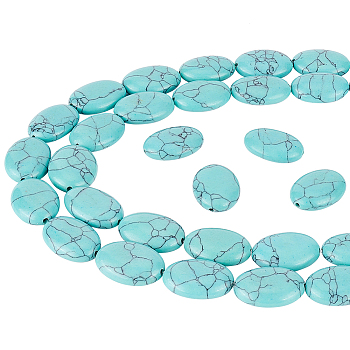 2 Strands Flat Oval Synthetic Turquoise Stone Beads Strands, 18x13x6mm, Hole: 2mm, about 22pcs/strand, 15.70''(39.87cm)