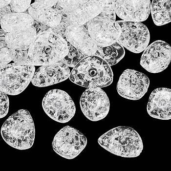 Transparent Crackle Acylic Beads, Mixed Shapes, Clear, 7~12x8~15x5~7mm, Hole: 1.4mm