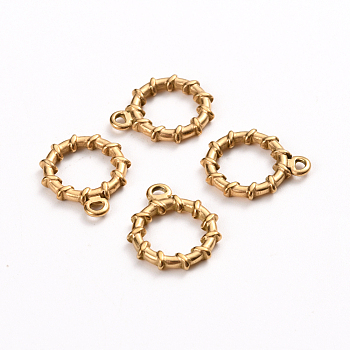 Ion Plating(IP) 304 Stainless Steel Toggle Clasps Parts, Ring, Golden, 19x16x2.5mm, Hole: 1.6mm