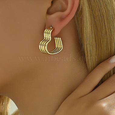 Brass Heart Stud Earrings(XG2436)-2