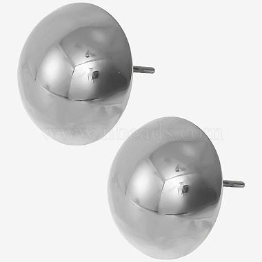 Half Round 304 Stainless Steel Stud Earrings