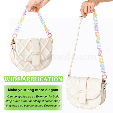 WADORN 2Pcs 2 Style Rainbow Color Transparent Acrylic Curb Chain Bag Handles(AJEW-WR0001-66)-3