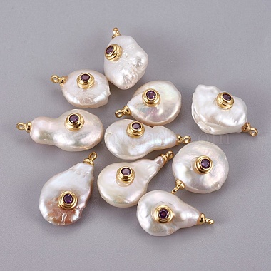 Real Gold Plated BlueViolet Nuggets Pearl Pendants
