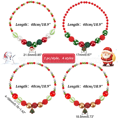 4Pcs 4 Styles ABS Plastic Pearl & Acrylic & Resin Beaded Necklaces Set(NJEW-AB00010)-3