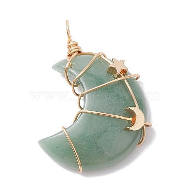 Natural Mixed Gemstone Copper Wire Wrapped Pendants(PALLOY-JF02577-02)-3