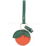 1Pc PU Imitation Leather Alloy Tangerine Keychains, Chocolate, 180mm(KEYC-SP0001-47)