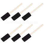 Wood Rod Pig Mane Painting Pen Brush Set, with Sponge Brushs, for Kids Gifts Art Party DIY Graffiti, Black, 155x26x14mm(AJEW-WH0348-604)