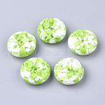 Resin Beads, Imitation Gemstone Chips Style, Flat Round, Lime, 26x10mm, Hole: 3mm(RESI-T024-18C)