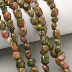 Natural Unakite Beads Strands, Tumbled Stone, Nuggets, 6~13x5~8x4~8mm, Hole: 0.7mm, about 17~22pcs/strand, 6.89~7.09 inch(17.5~18cm)(G-C286-A13)