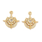 Brass Micro Pave Cubic Zirconia Pendants, Heart with Cross Charms, Nickel Free, Real 18K Gold Plated, Clear, 18x16x2.5mm, Hole: 1.2mm(KK-A281-24G-01)