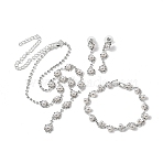 Brass Rhinestones Necklaces & Earring & Bracelets Sets for Women, Crystal, 11.81 inch(300mm)(WGF929C-02)