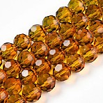 Baking Paint Transparent Glass Beads, Round, Faceted(32 Faceted), Olive, 10mm, Hole: 1.6mm(X1-DGLA-A035-T10mm-A05)