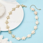 304 Stainless Steel & Synthetic Turquoise Link  Necklaces for Women, Turtle Shape, Golden, 15.75 inch(40cm)(NJEW-JN06013)