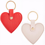 2Pcs 2 Colors PU Leather Keychain, with Alloy Rings, Heart, Mixed Color, 95mm, 1pc/color(KEYC-CL0001-56)