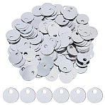 2500Pcs Plastic Pendants, Flat Round, Silver, 19x0.2mm, Hole: 5mm(KY-DC0001-51B)