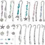 DIY Sea Animal Alloy & Gemstone Chip Bookmarks Making Kits, Mixed Color, 5~8x5~8mm, Hole: 1mm(DIY-SC0027-61)