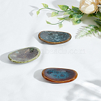 3Pcs 3 Colors Oval Porcelain Chopsticks Stand, Chopstick Holder, Mixed Color, 57x37.5x16mm, 1pc/color(DJEW-LP0001-21)