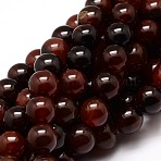 Dyed Natural Agate Round Beads Strands, Coconut Brown, 6mm, Hole: 1mm, about 64pcs/strand, 14.7 inch(G-E321B-6mm-02)
