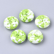 Resin Beads, Imitation Gemstone Chips Style, Flat Round, Lime, 26x10mm, Hole: 3mm(RESI-T024-18C)