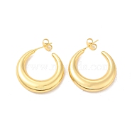Rack Plating Brass Round Stud Earrings, Half Hoop Earrings for Women, Lead Free & Cadmium Free, Real 18K Gold Plated, 29~30x6mm, Pin: 0.8mm(EJEW-F308-09G)