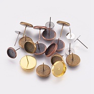 Brass Stud Earring Settings, Mixed Color, 4~18x0.2~2mm, Tray: 4~18mm, Pin: 0.8mm(X-KK-MSMC018-03)
