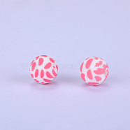 Printed Round Silicone Focal Beads, Pink, 15x15mm, Hole: 2mm(SI-JX0056A-93)