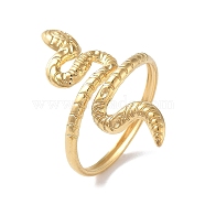 304 Stainless Steel Open Cuff Rings for Women, Snake, Real 18K Gold Plated, 31mm, Inner Diameter: 19mm(RJEW-M020-01G-04)